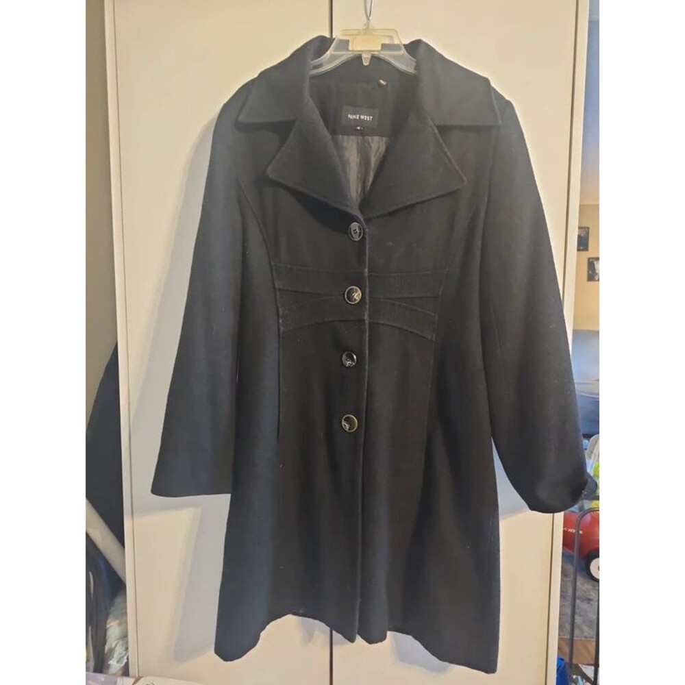 Nine West black pea coat size 12